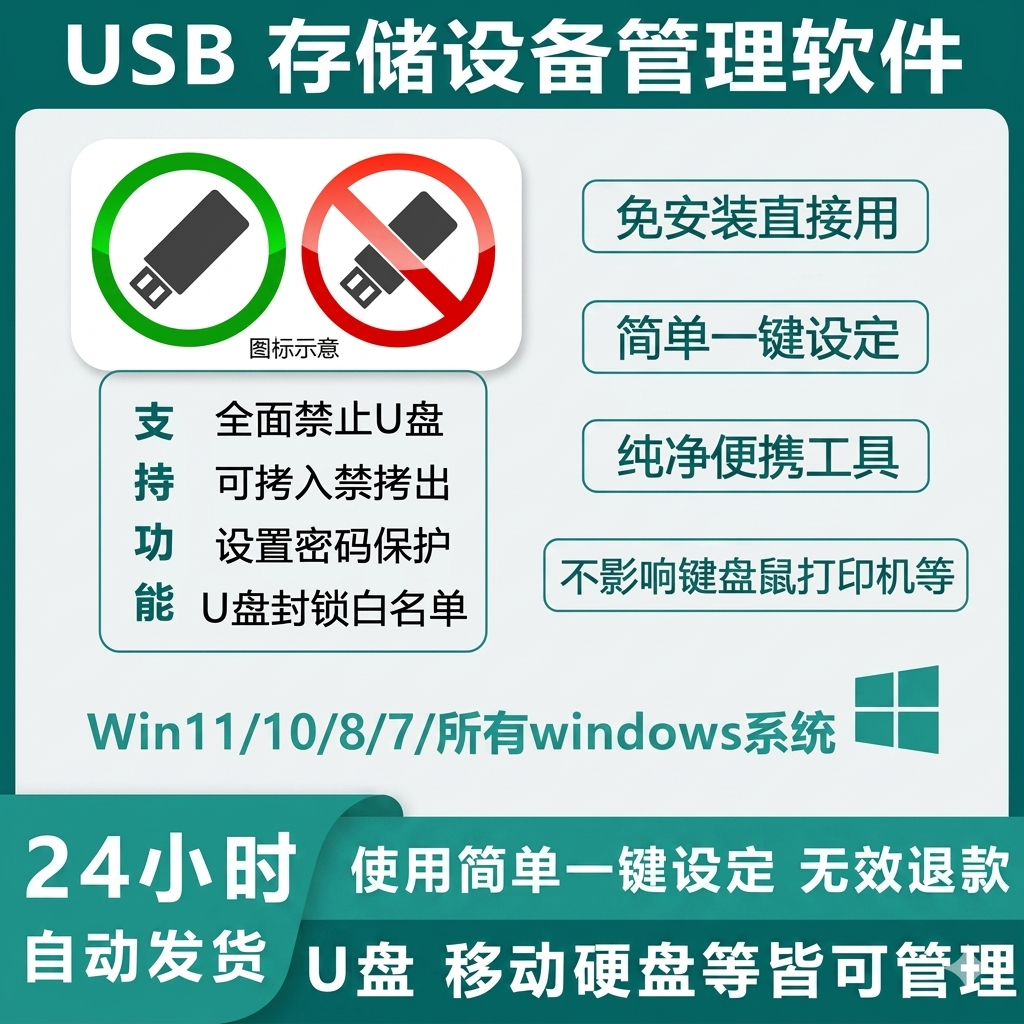 电脑文件防拷贝泄密软件禁用禁止封锁U盘移动硬盘防复制管理工具